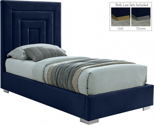 Nora Velvet Twin Bed Blue - NoraNavy-T