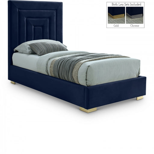 Nora Velvet Twin Bed Blue - NoraNavy-T