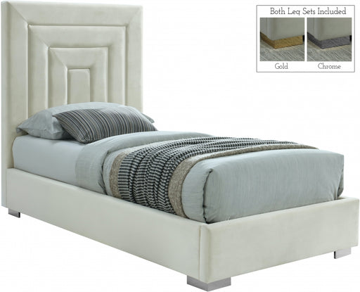 Nora Velvet Twin Bed Cream - NoraCream-T