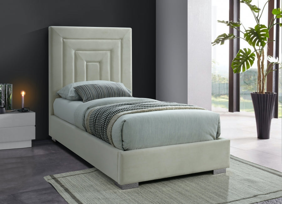 Nora Velvet Twin Bed Cream - NoraCream-T