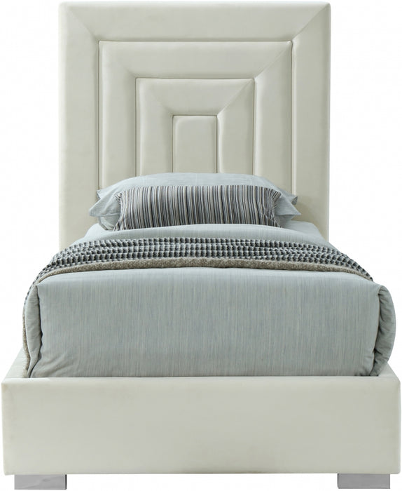 Nora Velvet Twin Bed Cream - NoraCream-T