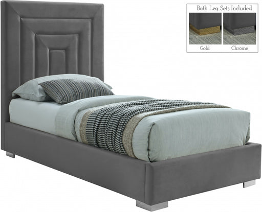 Nora Velvet Twin Bed Grey - NoraGrey-T