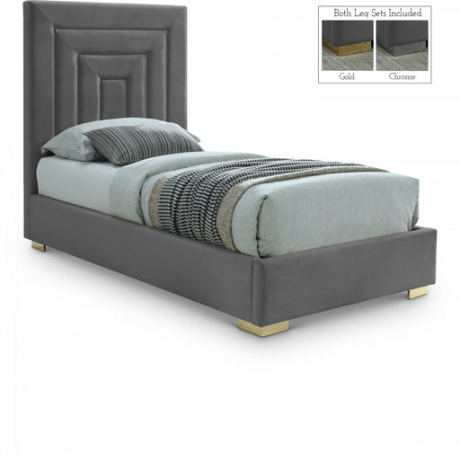 Nora Velvet Twin Bed Grey - NoraGrey-T