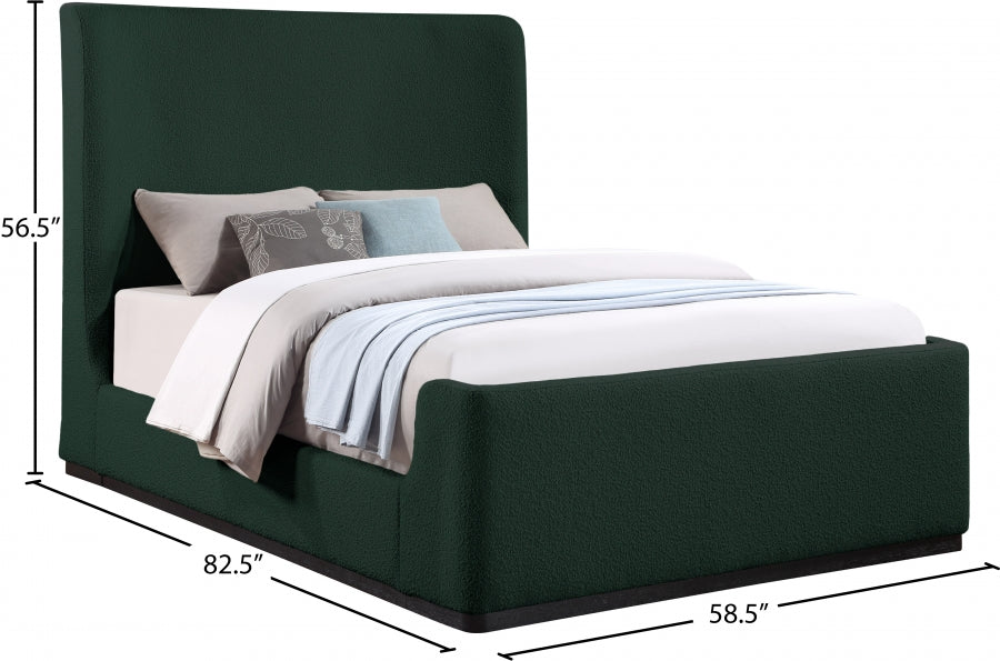 Oliver Boucle Fabric Full Bed (3 Boxes) Green - OliverGreen-F