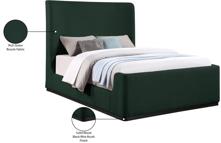 Oliver Boucle Fabric Full Bed (3 Boxes) Green - OliverGreen-F