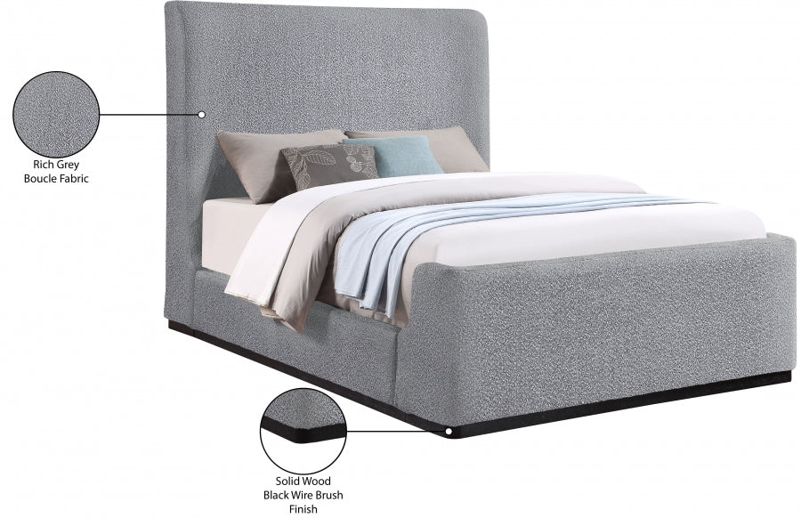 Oliver Boucle Fabric King Bed (3 Boxes) Grey - OliverGrey-K