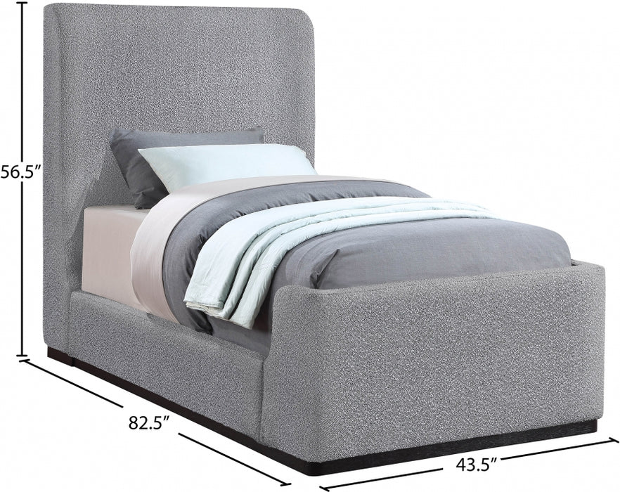 Oliver Boucle Fabric Twin Bed (3 Boxes) Grey - OliverGrey-T