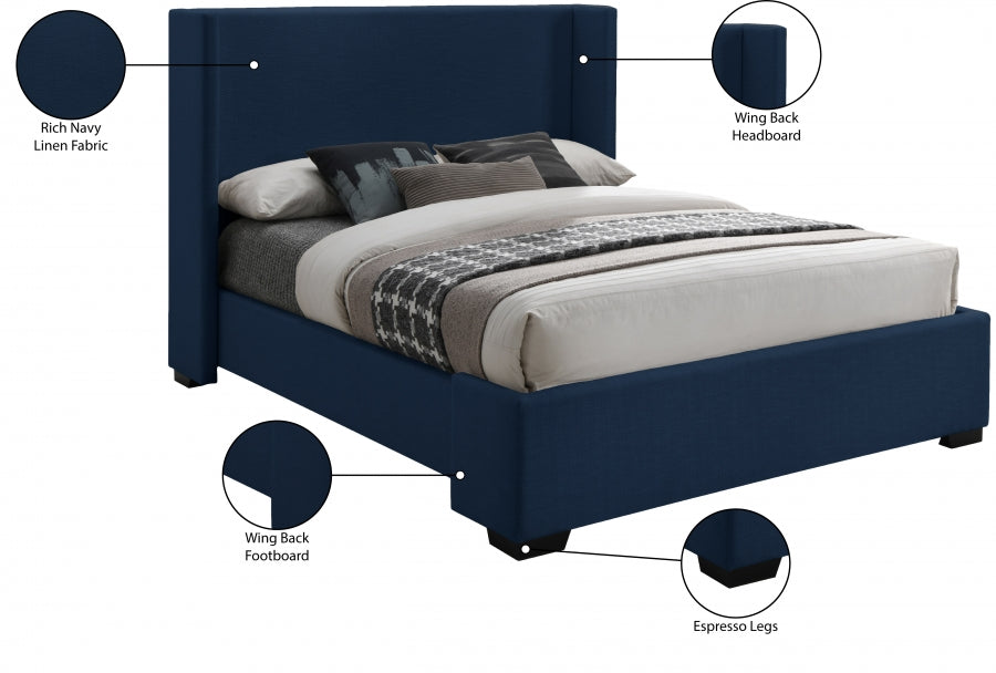 Oxford Linen Textured Full Bed (3 Boxes) Blue - OxfordNavy-F