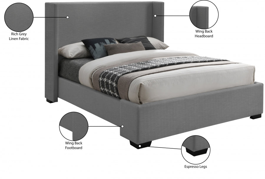 Oxford Linen Textured Queen Bed (3 Boxes) Grey - OxfordGrey-Q