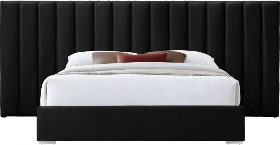 Pablo Velvet King Bed Black - PabloBlack-K