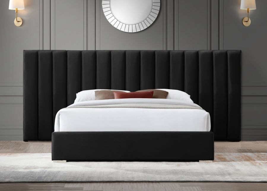 Pablo Velvet King Bed Black - PabloBlack-K