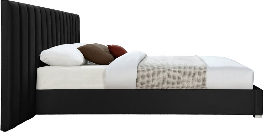 Pablo Velvet King Bed Black - PabloBlack-K