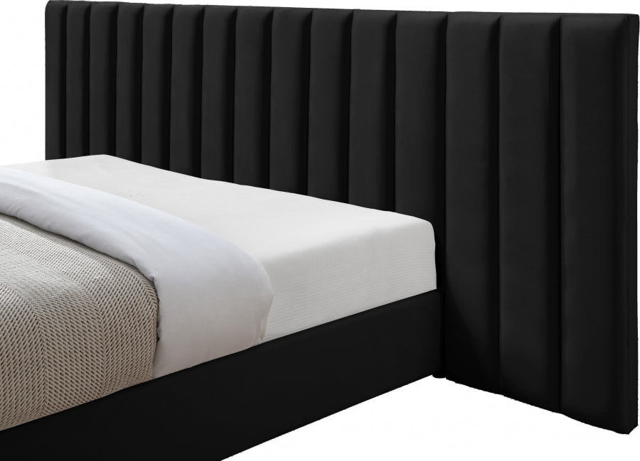 Pablo Velvet King Bed Black - PabloBlack-K