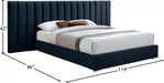 Pablo Velvet King Bed Blue - PabloNavy-K