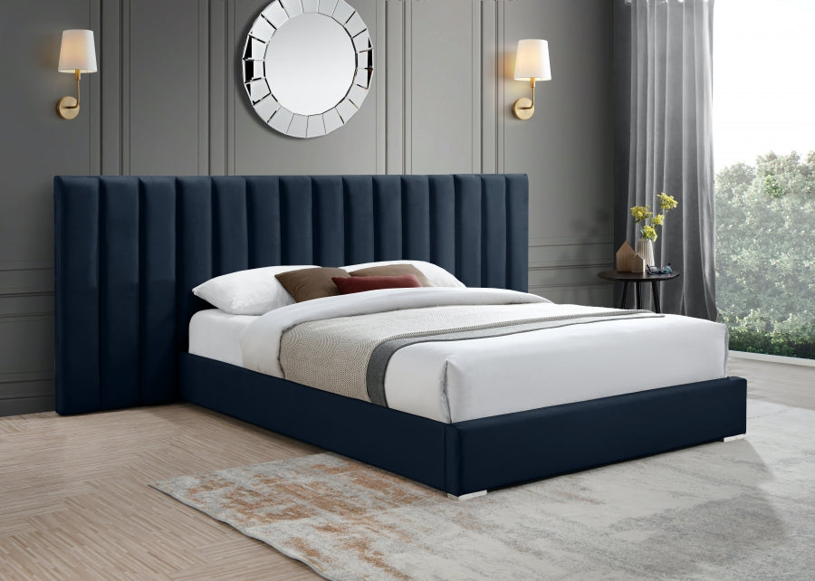 Pablo Velvet King Bed Blue - PabloNavy-K