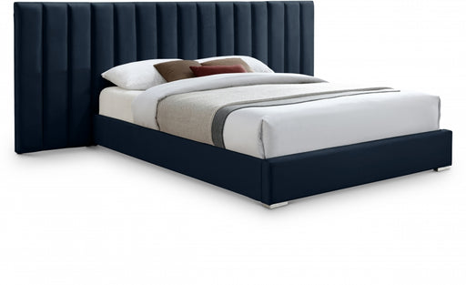 Pablo Velvet King Bed Blue - PabloNavy-K