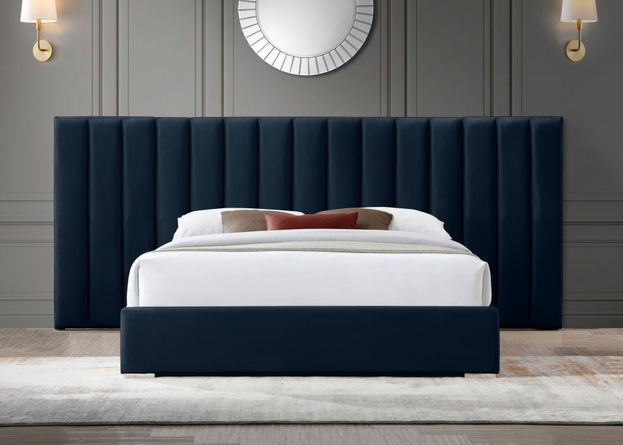 Pablo Velvet King Bed Blue - PabloNavy-K