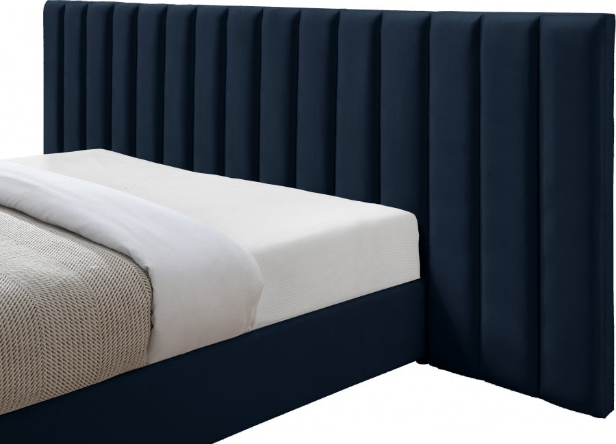 Pablo Velvet King Bed Blue - PabloNavy-K