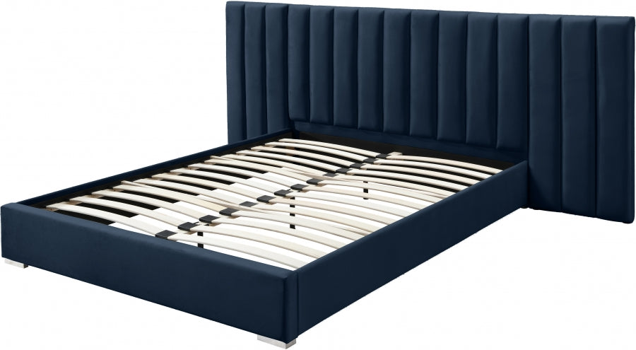 Pablo Velvet King Bed Blue - PabloNavy-K