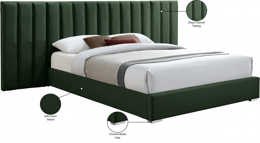 Pablo Velvet King Bed Green - PabloGreen-K