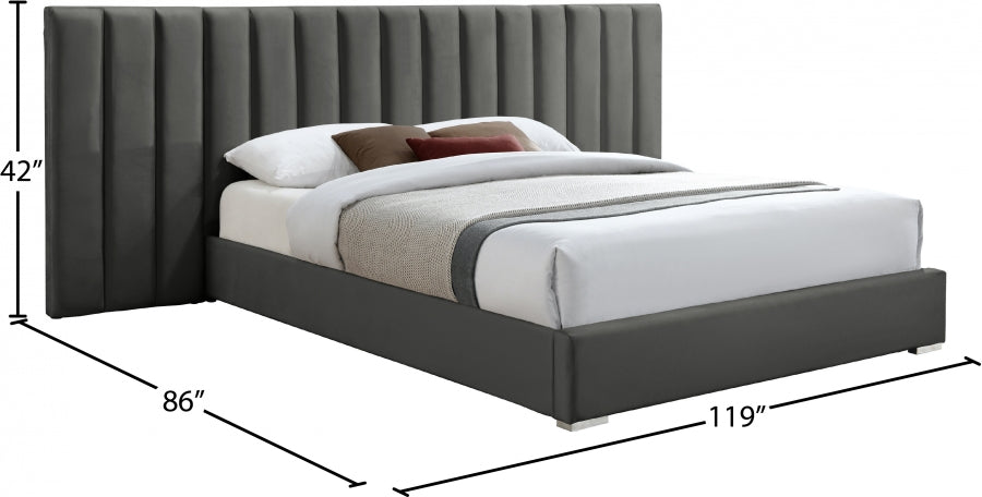 Pablo Velvet King Bed Grey - PabloGrey-K