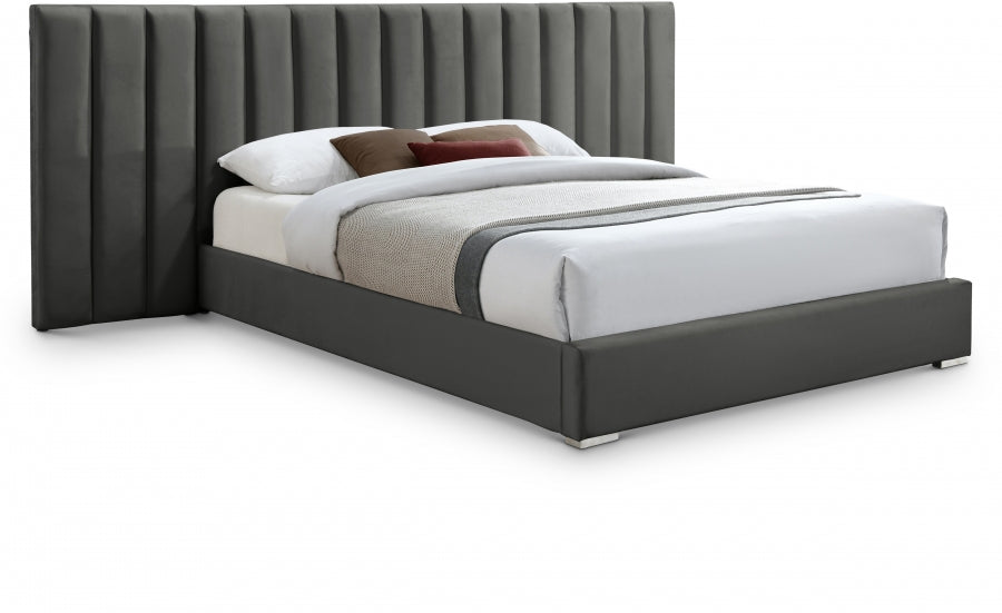 Pablo Velvet King Bed Grey - PabloGrey-K