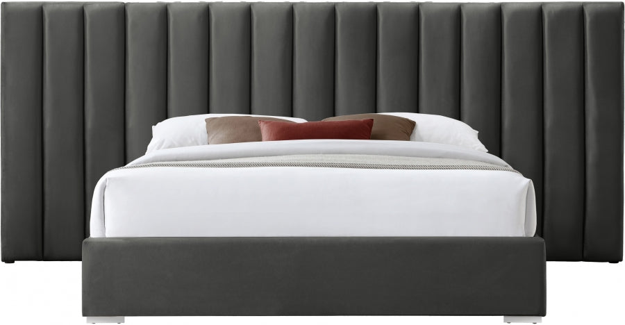 Pablo Velvet King Bed Grey - PabloGrey-K