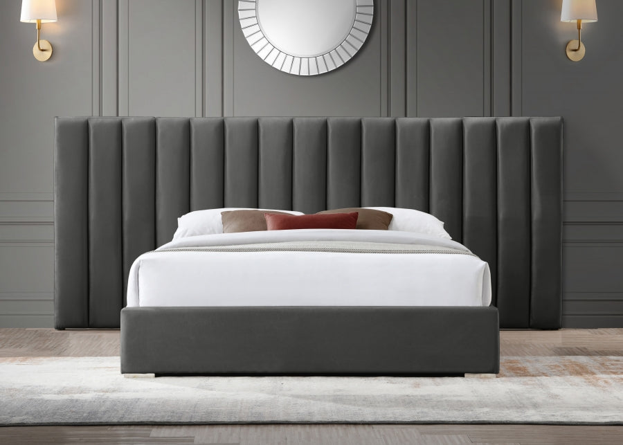 Pablo Velvet King Bed Grey - PabloGrey-K