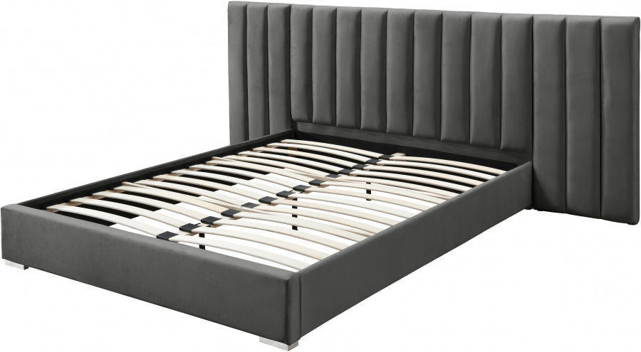 Pablo Velvet King Bed Grey - PabloGrey-K