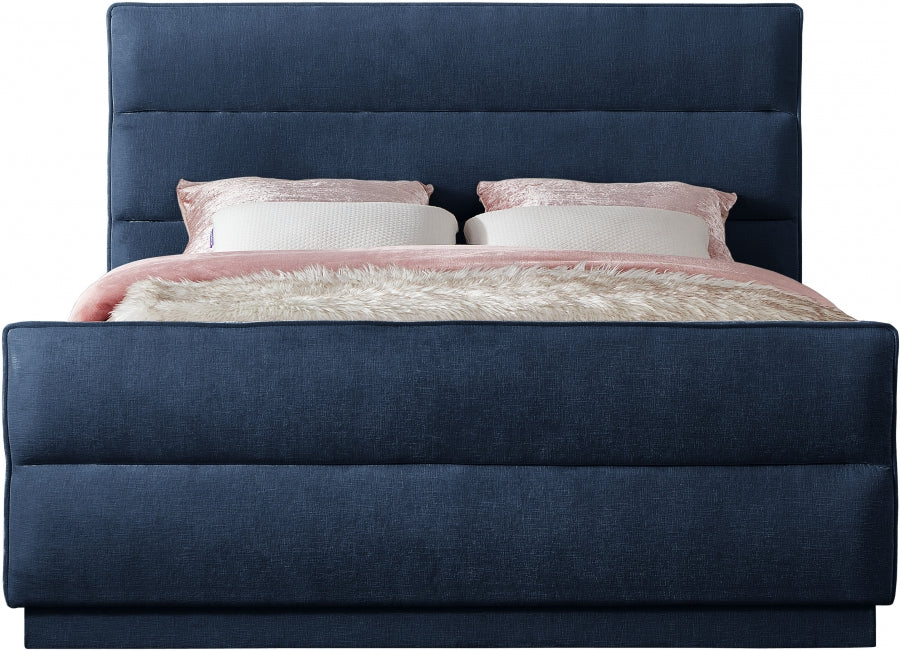 Paxton Chenille Fabric King Bed (3 Boxes) Blue - PaxtonNavy-K