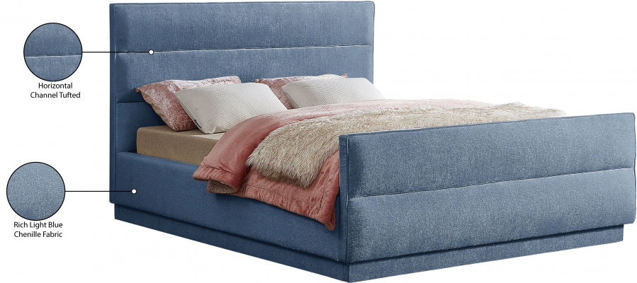 Paxton Chenille Fabric King Bed (3 Boxes) Light Blue - PaxtonLtBlu-K