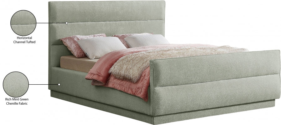 Paxton Chenille Fabric King Bed (3 Boxes) Mint - PaxtonMint-K