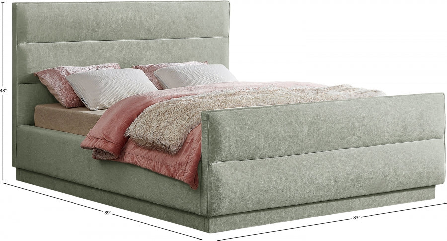 Paxton Chenille Fabric King Bed (3 Boxes) Mint - PaxtonMint-K