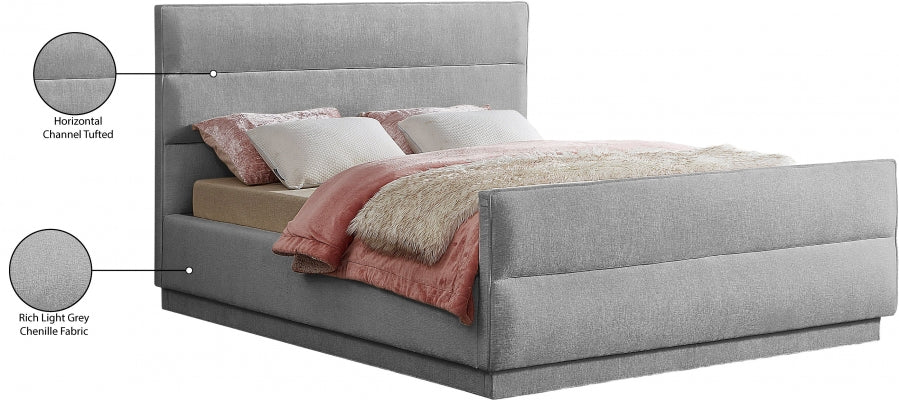 Paxton Chenille Fabric Queen Bed (3 Boxes) Grey - PaxtonGrey-Q