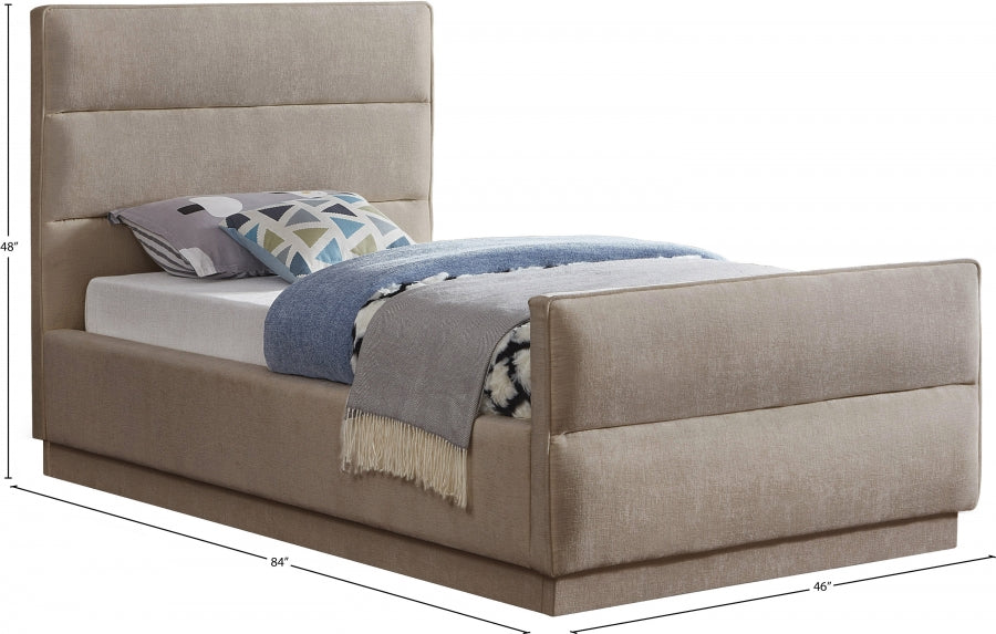 Paxton Chenille Fabric Twin Bed (3 Boxes) Beige - PaxtonBeige-T