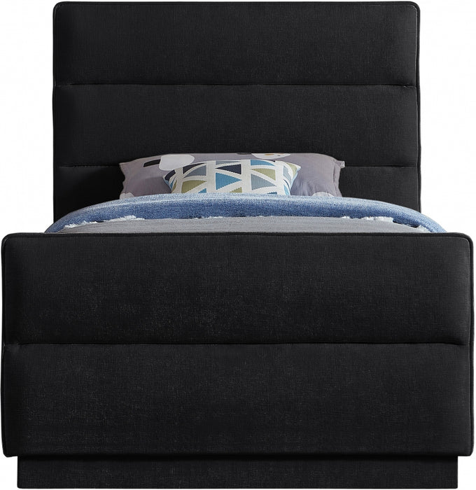 Paxton Chenille Fabric Twin Bed (3 Boxes) Black - PaxtonBlack-T