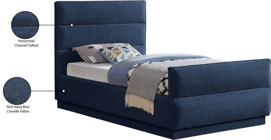 Paxton Chenille Fabric Twin Bed (3 Boxes) Blue - PaxtonNavy-T