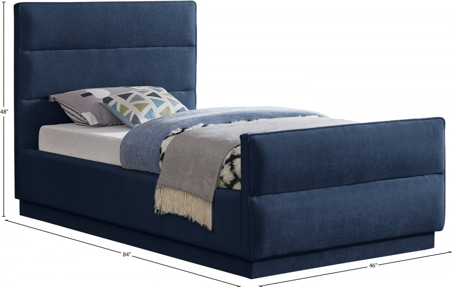 Paxton Chenille Fabric Twin Bed (3 Boxes) Blue - PaxtonNavy-T