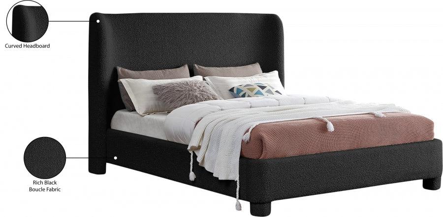 Penny Boucle Fabric Full Bed Black - B1206Black-F