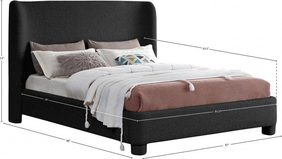 Penny Boucle Fabric King Bed Black - B1206Black-K