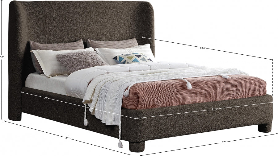 Penny Boucle Fabric King Bed Brown - B1206Brown-K