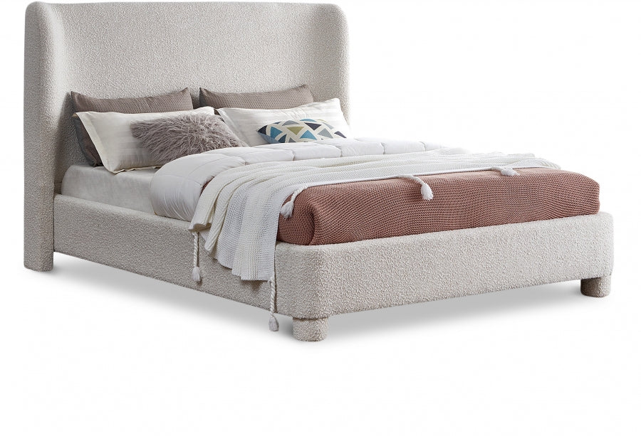 Penny Boucle Fabric King Bed Cream - B1206Cream-K