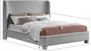 Penny Boucle Fabric King Bed Grey - B1206Grey-K