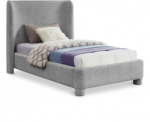 Penny Boucle Fabric Twin Bed Grey - B1206Grey-T