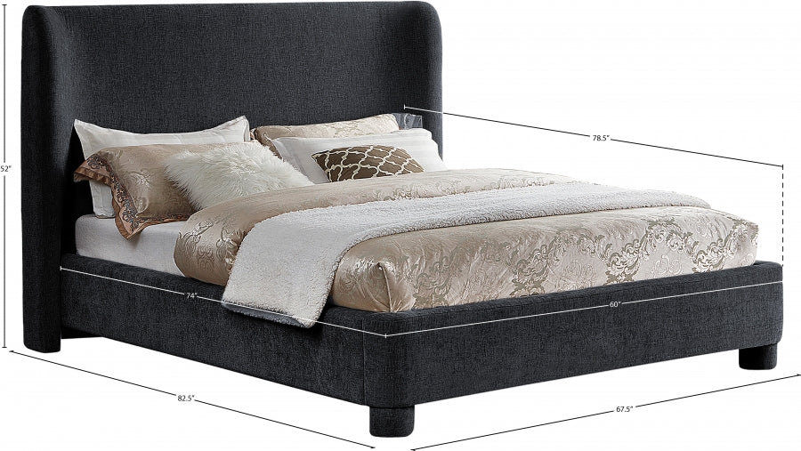 Penny Chenille Fabric Full Bed Black - B1207Black-F