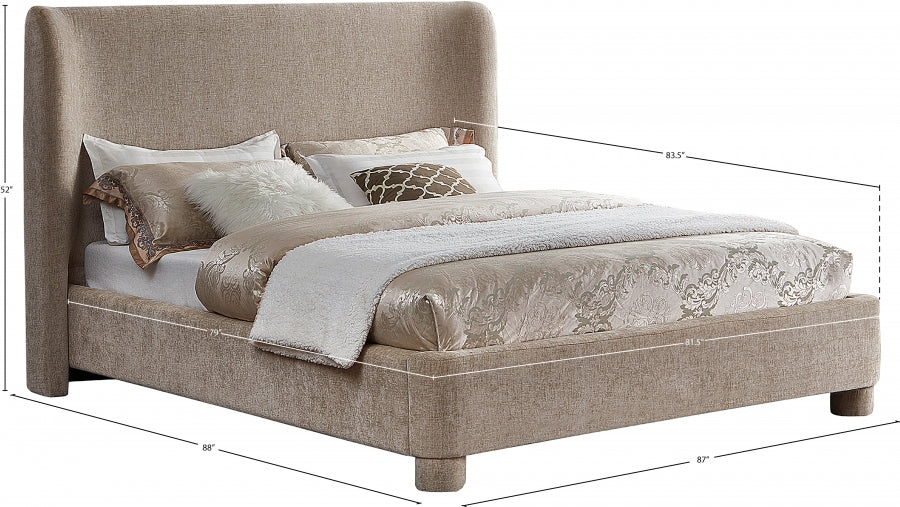 Penny Chenille Fabric King Bed Beige - B1207Beige-K