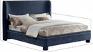 Penny Chenille Fabric King Bed Blue - B1207Navy-K