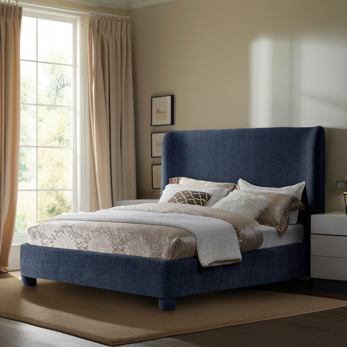 Penny Chenille Fabric King Bed Blue - B1207Navy-K