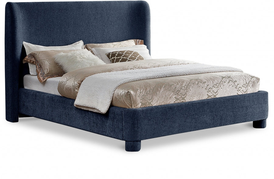 Penny Chenille Fabric King Bed Blue - B1207Navy-K