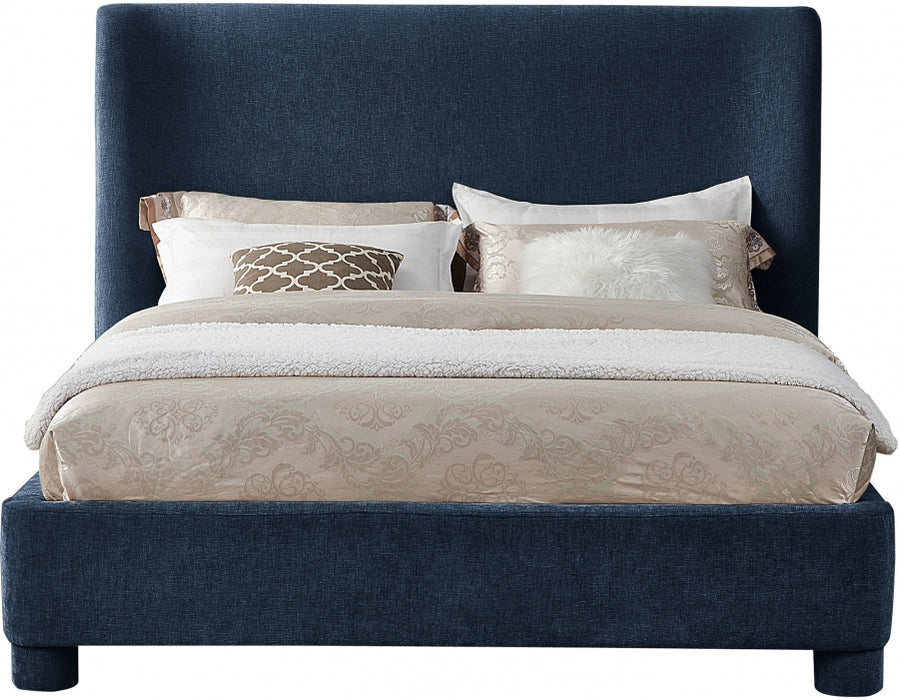 Penny Chenille Fabric King Bed Blue - B1207Navy-K